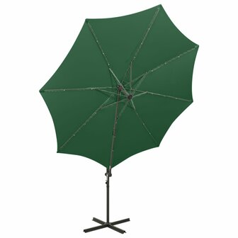 Zweefparasol met paal en LED-verlichting 300 cm groen 4