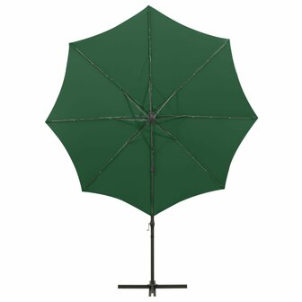 Zweefparasol met paal en LED-verlichting 300 cm groen 6