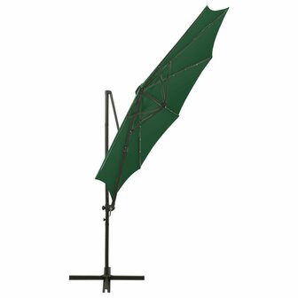 Zweefparasol met paal en LED-verlichting 300 cm groen 7