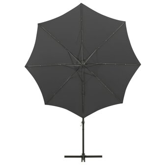 Zweefparasol met paal en LED-verlichting 300 cm antracietkleur 6