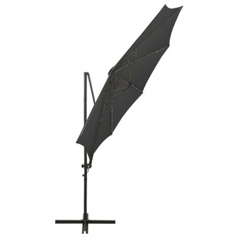 Zweefparasol met paal en LED-verlichting 300 cm antracietkleur 7