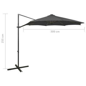 Zweefparasol met paal en LED-verlichting 300 cm antracietkleur 11