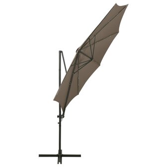 Zweefparasol met paal en LED-verlichting 300 cm taupe 7