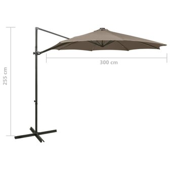 Zweefparasol met paal en LED-verlichting 300 cm taupe 11