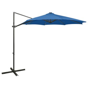 Zweefparasol met paal en LED-verlichting 300 cm azuurblauw 1