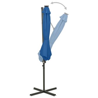 Zweefparasol met paal en LED-verlichting 300 cm azuurblauw 3