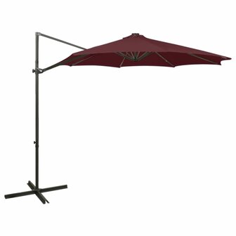 Zweefparasol met paal en LED-verlichting 300 cm bordeauxrood 1