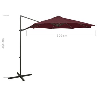 Zweefparasol met paal en LED-verlichting 300 cm bordeauxrood 11