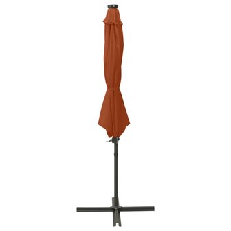 Zweefparasol met paal en LED-verlichting 300 cm terracottakleur 2