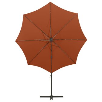 Zweefparasol met paal en LED-verlichting 300 cm terracottakleur 6