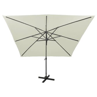 Zweefparasol met paal en LED-verlichting 300 cm zandkleurig 3