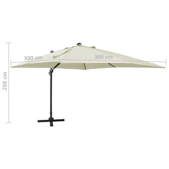 Zweefparasol met paal en LED-verlichting 300 cm zandkleurig 11