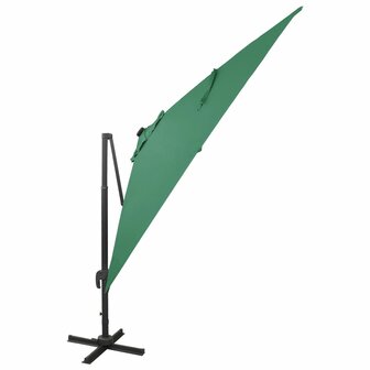 Zweefparasol met paal en LED-verlichting 300 cm groen 2