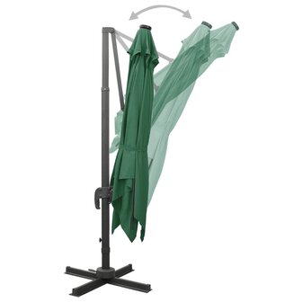 Zweefparasol met paal en LED-verlichting 300 cm groen 5