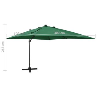 Zweefparasol met paal en LED-verlichting 300 cm groen 11