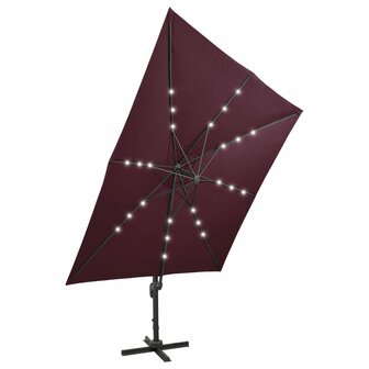 Zweefparasol met paal en LED-verlichting 300 cm bordeauxrood 6