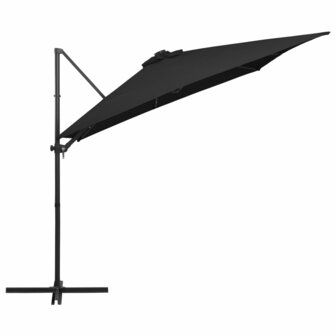 Zweefparasol met LED en stalen paal 250x250 cm zwart 4