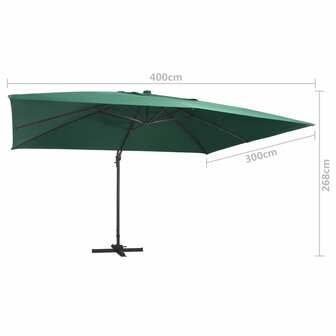 Zweefparasol met LED en aluminium paal 400x300 cm groen 9