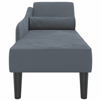 Chaise longue met kussens fluweel donkergrijs 4