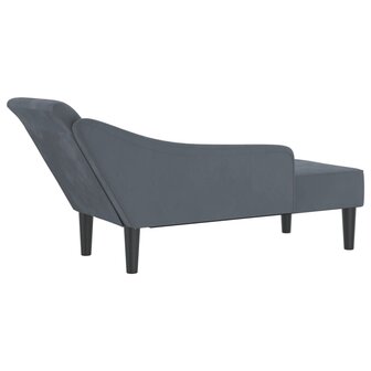 Chaise longue met kussens fluweel donkergrijs 5