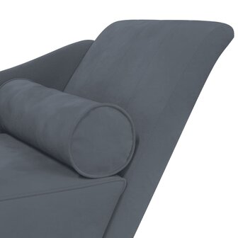 Chaise longue met kussens fluweel donkergrijs 6