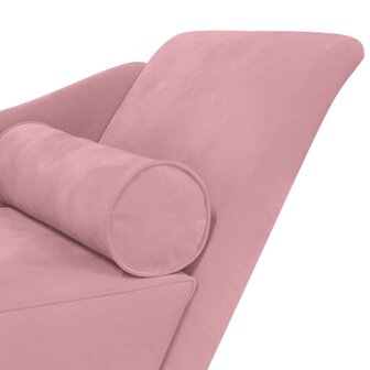 Chaise longue met kussens fluweel roze 6