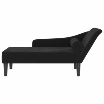 Chaise longue met kussens fluweel zwart 3