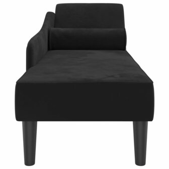 Chaise longue met kussens fluweel zwart 4