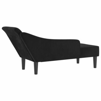 Chaise longue met kussens fluweel zwart 5