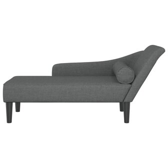 Chaise longue met kussens stof donkergrijs 3