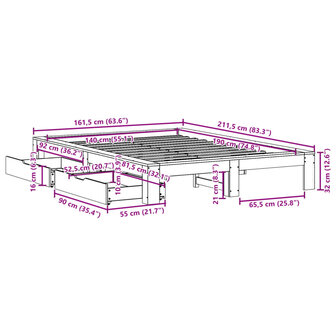 Bed met matras massief grenenhout wasbruin 140x190 cm 12