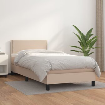 Boxspring met matras kunstleer cappuccinokleurig 90x200 cm 1