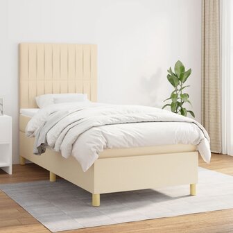 Boxspring met matras stof cr&egrave;mekleurig 80x200 cm 1