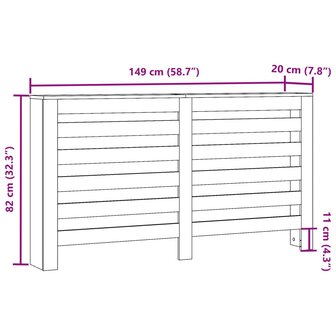 Radiatorombouw 149x20x82 cm bewerkt hout oud hout 8