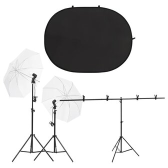 Fotostudioset met verlichtingsset en achtergrondscherm 1