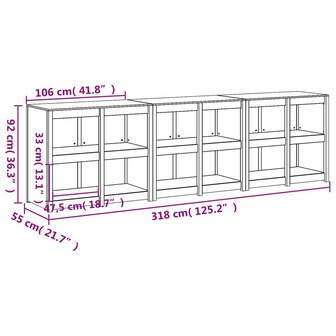 Keukenkasten voor buiten 3 st massief grenenhout 8