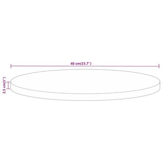 Tafelblad &Oslash; 40x2,5 cm rond massief ruw mangohout 8