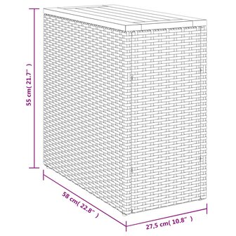 Tuinbijzettafel met houten blad 58x27,5x55 cm poly rattan zwart 11