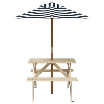 Picknicktafel voor 4 kinderen met parasol massief vurenhout 3