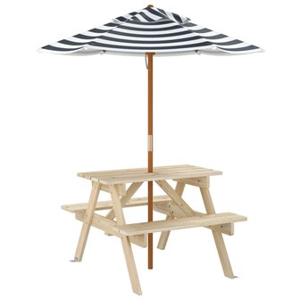 Picknicktafel voor 4 kinderen met parasol massief vurenhout 5