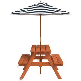 Picknicktafel voor 4 kinderen met parasol massief vurenhout 4