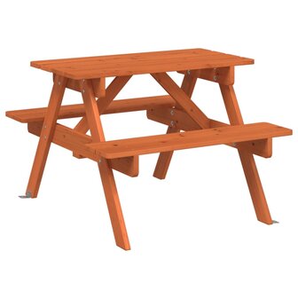 Picknicktafel voor 4 kinderen met parasol massief vurenhout 7