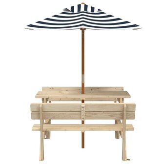 Picknicktafel voor 4 kinderen met parasol massief vurenhout 3