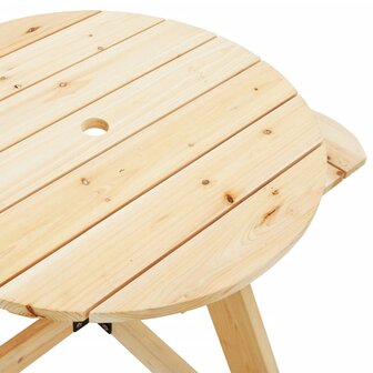 Picknicktafel voor 4 kinderen met parasol rond vurenhout 10