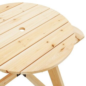 Picknicktafel voor 4 kinderen met parasol rond vurenhout 10