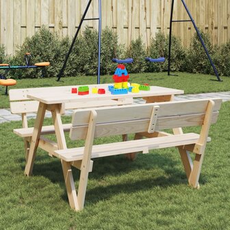 Picknicktafel voor 4 kinderen met parasolgat massief vurenhout 1