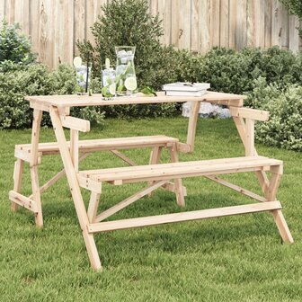 Picknicktafel met banken 2-in-1 ombouwbaar massief vurenhout 1