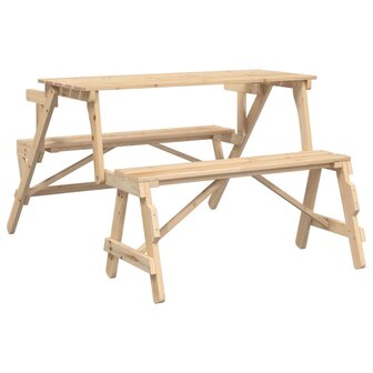 Picknicktafel met banken 2-in-1 ombouwbaar massief vurenhout 6