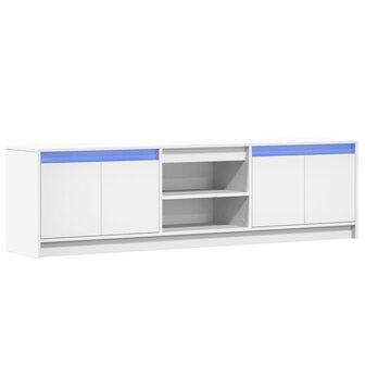 Tv-meubel met LED 180x34x50 cm bewerkt hout wit 3