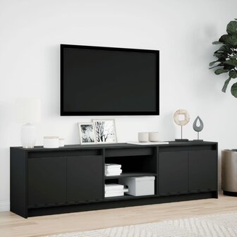 Tv-meubel met LED 180x34x50 cm bewerkt hout zwart 4